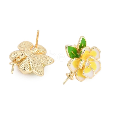 Brass Enamel Stud Earring Findings ZIRC-P122-08G-1