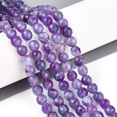 Dyed Natural White Jade Beads Strands X-G-T139-6mm-60-14-1