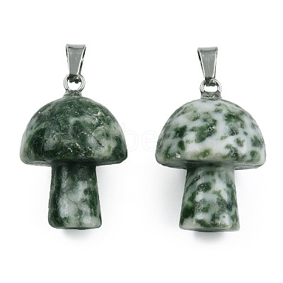 Natural Green Spot Jasper Pendants X-G-N0325-10Q-1