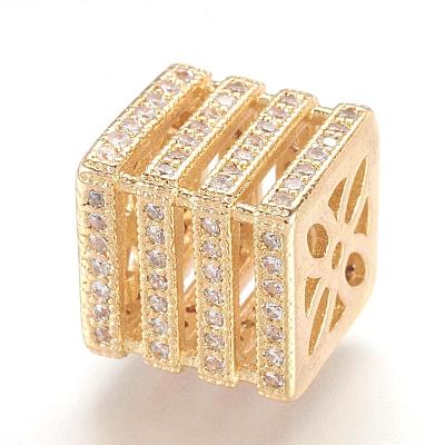 Brass Micro Pave Cubic Zirconia Beads ZIRC-F062-25G-1