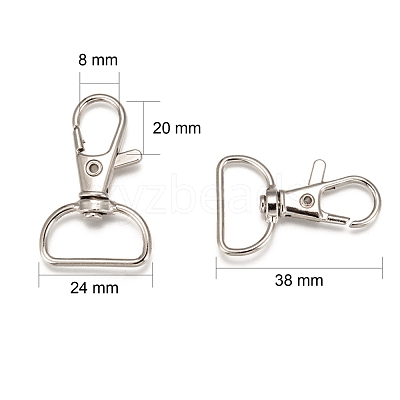 Zinc Alloy Swivel D Rings Lobster Claw Clasps X-E341-8-1
