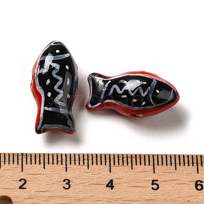 Handmade Printed Porcelain Beads PORC-E015-17-1