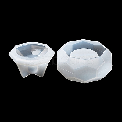 Faceted Hexagon DIY Silicone Candle Cup Molds DIY-P078-05-1