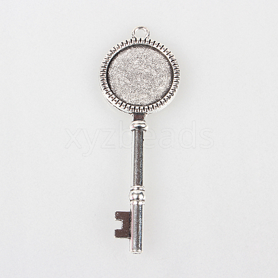 Tibetan Style Alloy Pendant Cabochon Settings X-TIBEP-N003-72AS-1