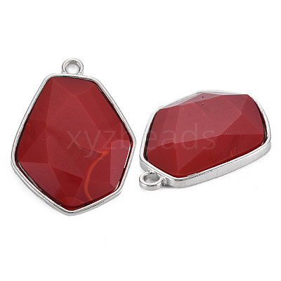 Faceted Glass Pendants PALLOY-N167-01-03P-RS-1
