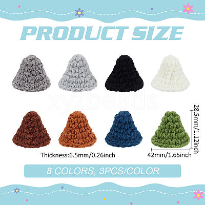 24Pcs 8 Colors Handmade Wool Woven Hat Decoration AJEW-FG0003-34A-1