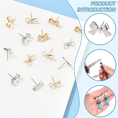 16Pcs 4 Styles Brass Stud Earring Findings KK-YW0002-95-1