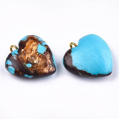 Assembled Bronzite and Synthetic Turquoise Pendants X-G-T111-04C-1