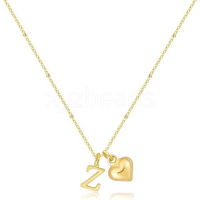 Brass Initial and Heart Pendant Necklaces for Women FS-WG01F32-26-1
