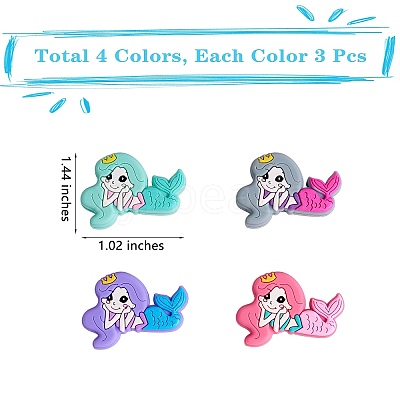 12Pcs 4 Colors Silicone Focal Beads JX774A-1