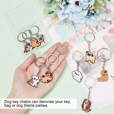 45Pcs 9 Style Cute Cartoon PVC Plastic Dog Pendant Keychain KEYC-CP0001-11-1