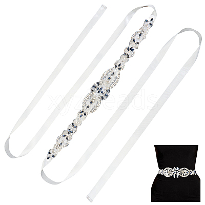 Flower Full Crystal & Montana Rhinestone Handmade Bridal Belts for Wedding Dresses AJEW-WH20006-233A-02-1