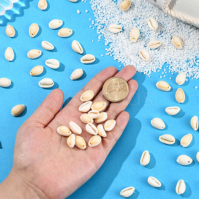 100Pcs Natural Cowrie Shell Beads BSHE-LT0001-03A-1