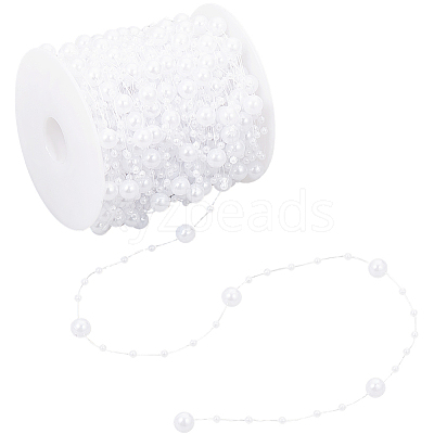 1 Roll Plastic Round Beaded Link Chains DIY-SC0024-96B-1