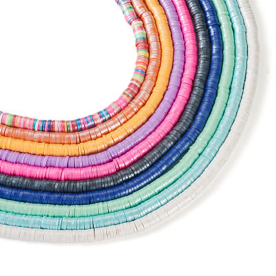 10 Strands 10 Colors Handmade Polymer Clay Beads Strands CLAY-TA0001-20-1