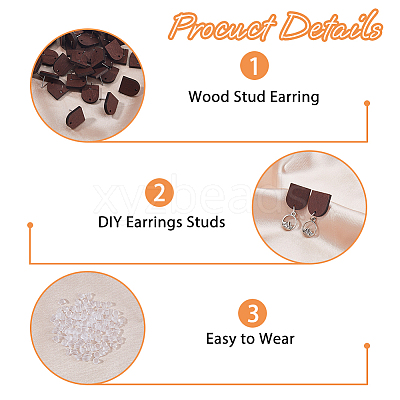 60Pcs Wood Stud Earrings Finding EJEW-FI0003-33D-1