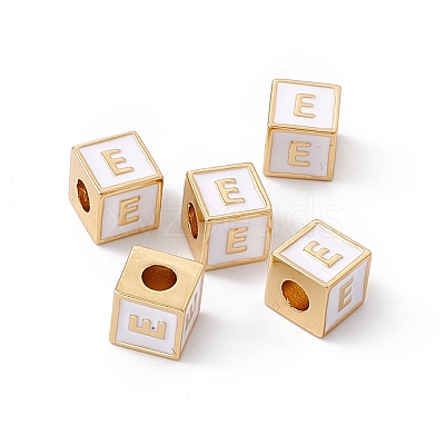 Rack Plating Brass Enamel Beads KK-B060-04G-04E-1