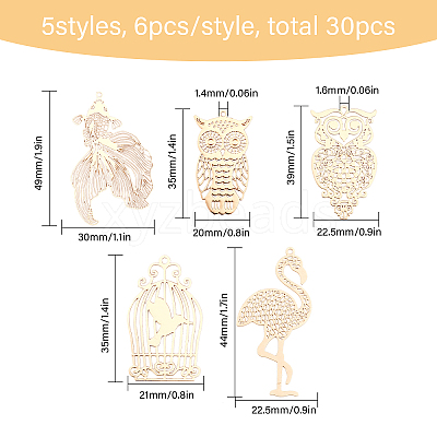 30Pcs 5 Style Brass Pendants KKC-CA0001-10-1