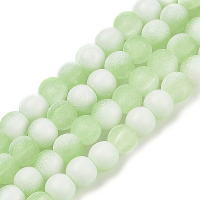 Frosted Crackle Glass Beads Strands GLAA-U001-6mm-M09-1