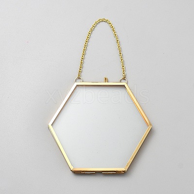 Iron Hexagon Hanging Photo Frames AJEW-WH0596-321-1
