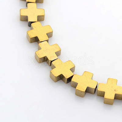 Greek Cross Electroplate Non-magnetic Synthetic Hematite Beads Strands G-P046-06E-1