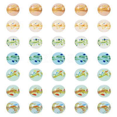 35Pcs 7 Colors Handmade Lampwork Round Beads LAMP-TA0001-58-1