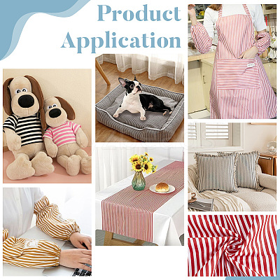 Cotton Fabric with Strip Pattern DIY-PH0037-96C-1