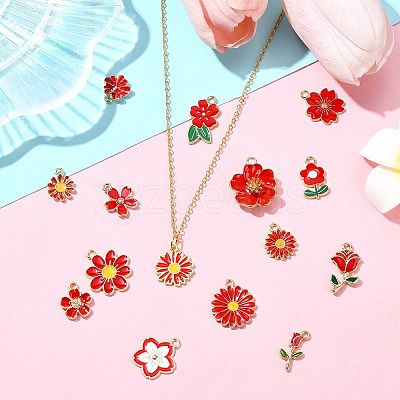 60Pcs 15 Styles Alloy Enamel Pendants ENAM-CJ0006-46-1