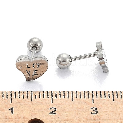Tarnish Resistant 201 Stainless Steel Cartilage Earrings for Valentine's Day EJEW-R147-37-1