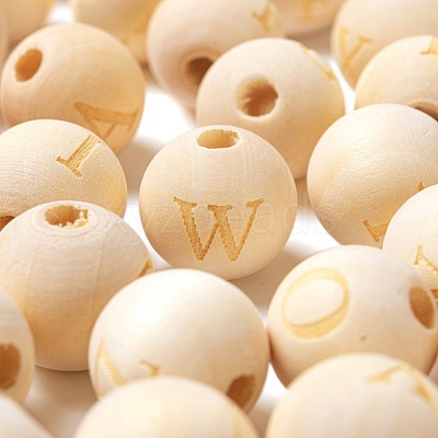 104Pcs 26 Style Unfinished Natural Wood European Beads WOOD-LS0001-03-1