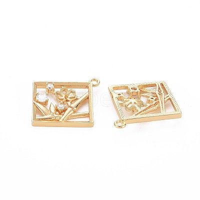 Brass Micro Pave Clear Cubic Zirconia Pendants KK-S356-748-1