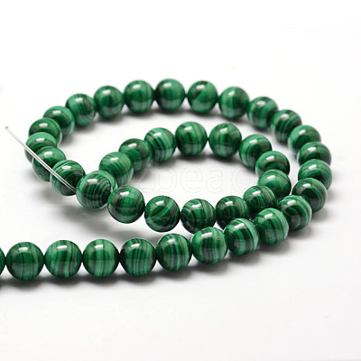 Natural Malachite Bead Strands G-O143-10-10mm-1