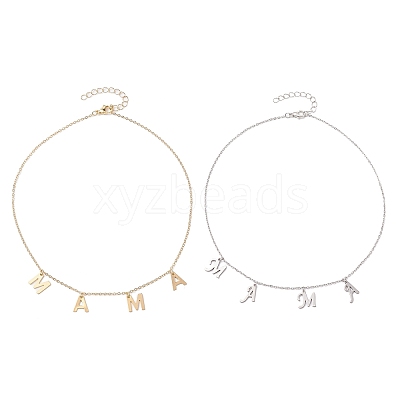 Mother's Day 304 Stainless Steel Letter MAMA Pendant Necklace NJEW-JN04702-1