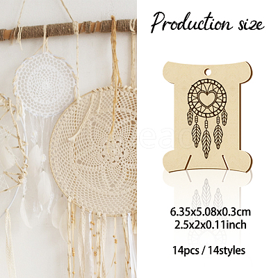 14Pcs 14 Style Plywood Thread Winding Boards WOOD-WH0060-02-1