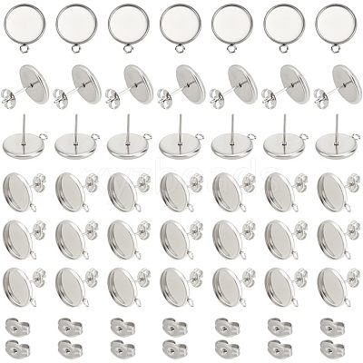304 Stainless Steel Stud Earring Settings STAS-UN0019-14P-1