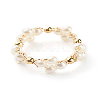 Glass Pearl Beads Finger Rings X1-RJEW-TA00005-1
