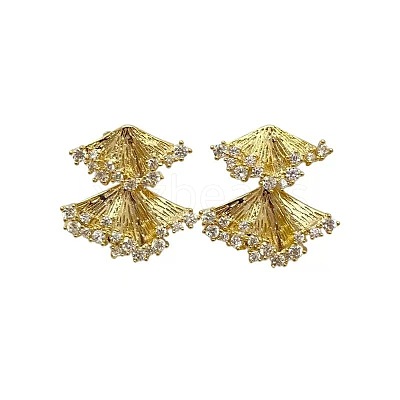 Brass Micro Pave Cubic Zirconia Stud Earrings WGC11E7-01-1