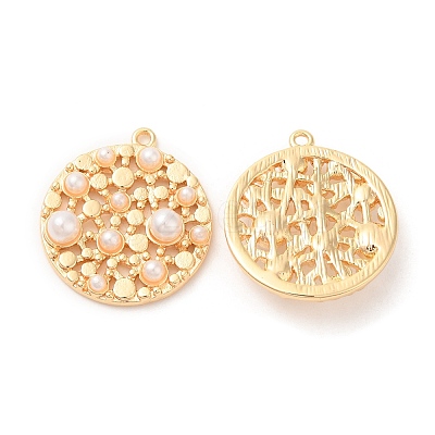 Brass with Acrylic Imitation Pearl Pendants KK-G468-23G-1