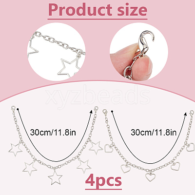 4Pcs 2 Styles Alloy Boot Strap Chains AJEW-DR0002-16-1
