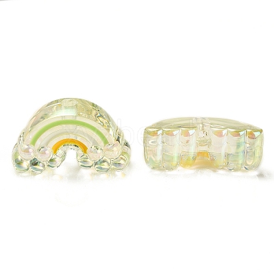UV Plating Rainbow Iridescent Acrylic Enamel Beads OACR-G012-08C-1