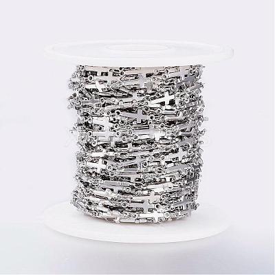 Tarnish Resistant Handmade 304 Stainless Steel Bar Link Chains STAS-G038-21P-1