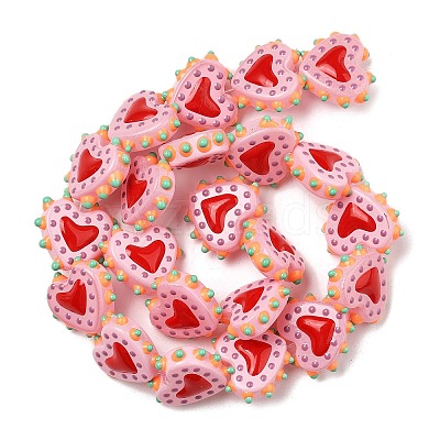 Painted Glass Beads Bumpy Beads Heart X-LAMP-V001-07C-1