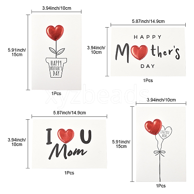 4Pcs Kraft Paper Greeting Cards AJEW-FS0001-30D-1