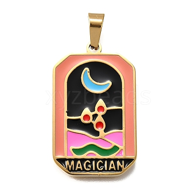 Tarot 304 Stainless Steel Enamel Pendants STAS-M119-09E-G-1
