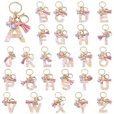 Resin & Acrylic & Faux Suede Tassel Keychain KEYC-YW00124-01-1