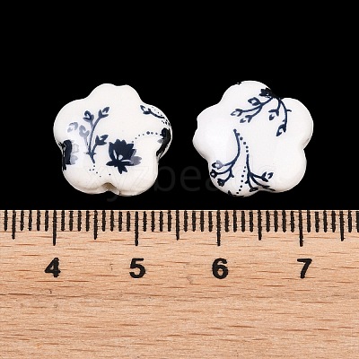 Floral Printed Porcelain Beads PORC-Q166-1-1