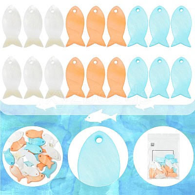 20Pcs Dyed Natural Shell Fish Pendants SHEL-FS0001-16-1