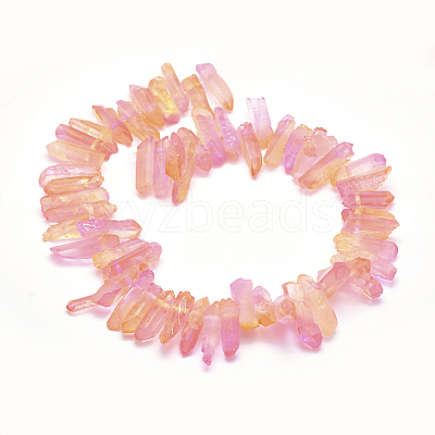 Electroplated Natural Quartz Crystal Beads Strands G-P368-06C-1