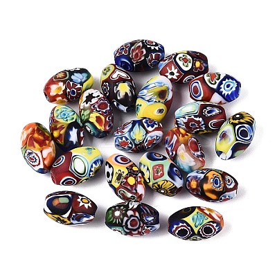 Handmade Millefiori Glass Oval Beads LA-N001-03B-1