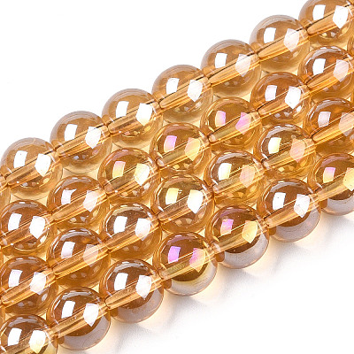 Electroplate Transparent Glass Beads Strands GLAA-T032-T8mm-AB08-1